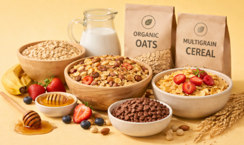 Organic and vegan cereals made with natural ingredients