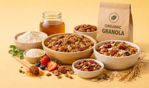 Organic and vegan granolas made with natural ingredients